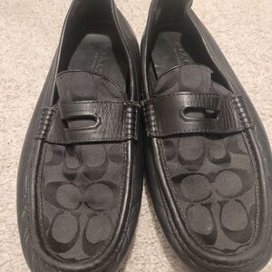 Coach Dark Loafers with Signature Pattern